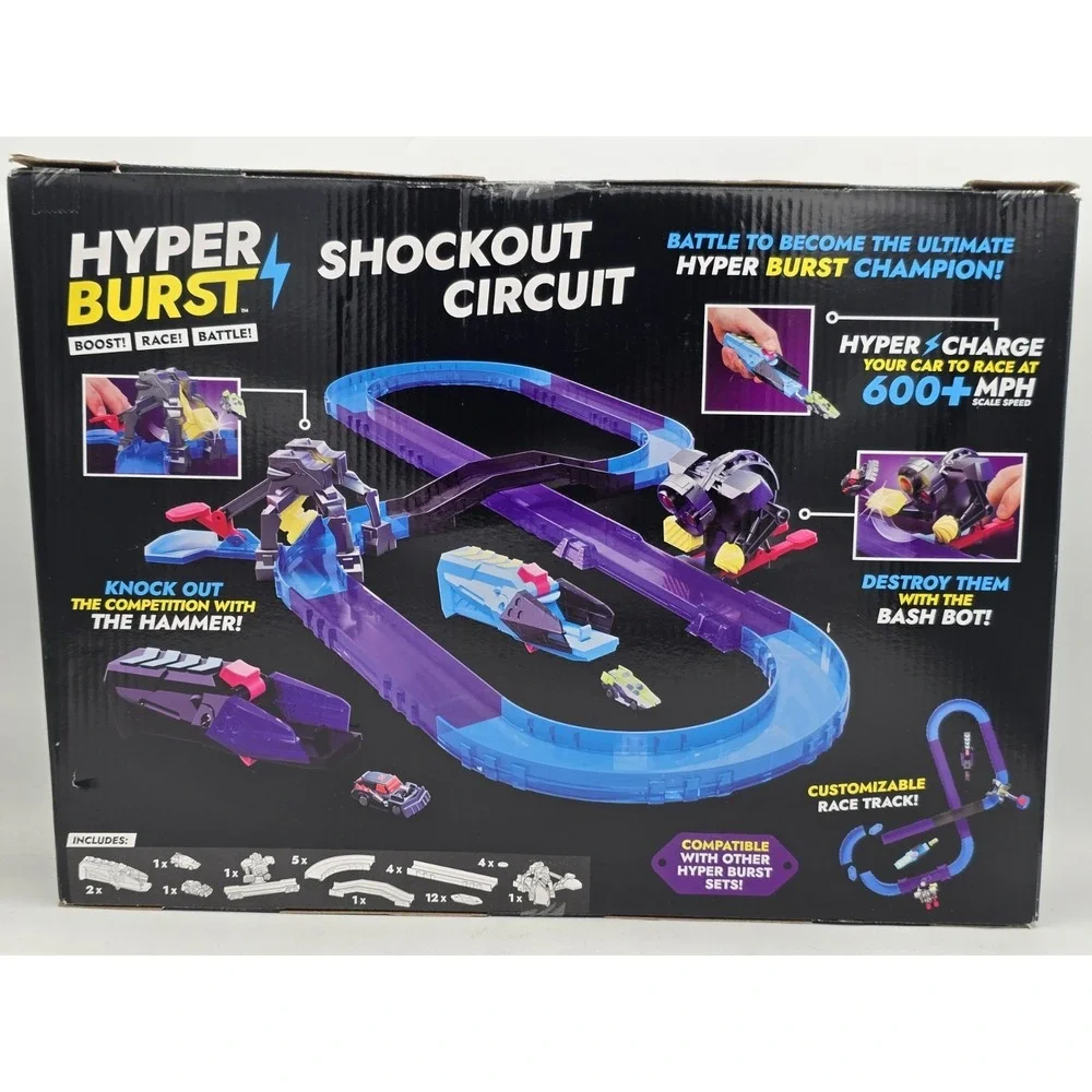Hyper Burst Shockout Circuit Playset Race and Battle! Over 600+ MPH Scale Speed!